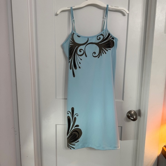 Athleta Spaghetti Straps Swim Dress Cover Up Built in Underwire Bra Blue Size M - Picture 1 of 11